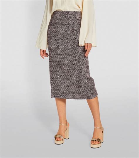 Sequin Tweed Midi Skirt 